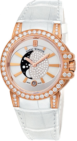 Review Harry Winston Ocean Lady Moon Phase 400UQMP36WC.MDO/D3.1 watch Replica